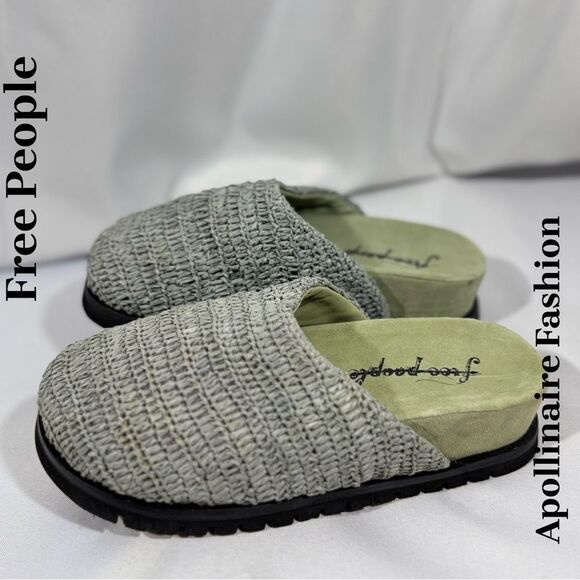 FREE PEOPLE MILO WOVEN MULES IN SAGE SIZE 9 NEW - Picture 4 of 6